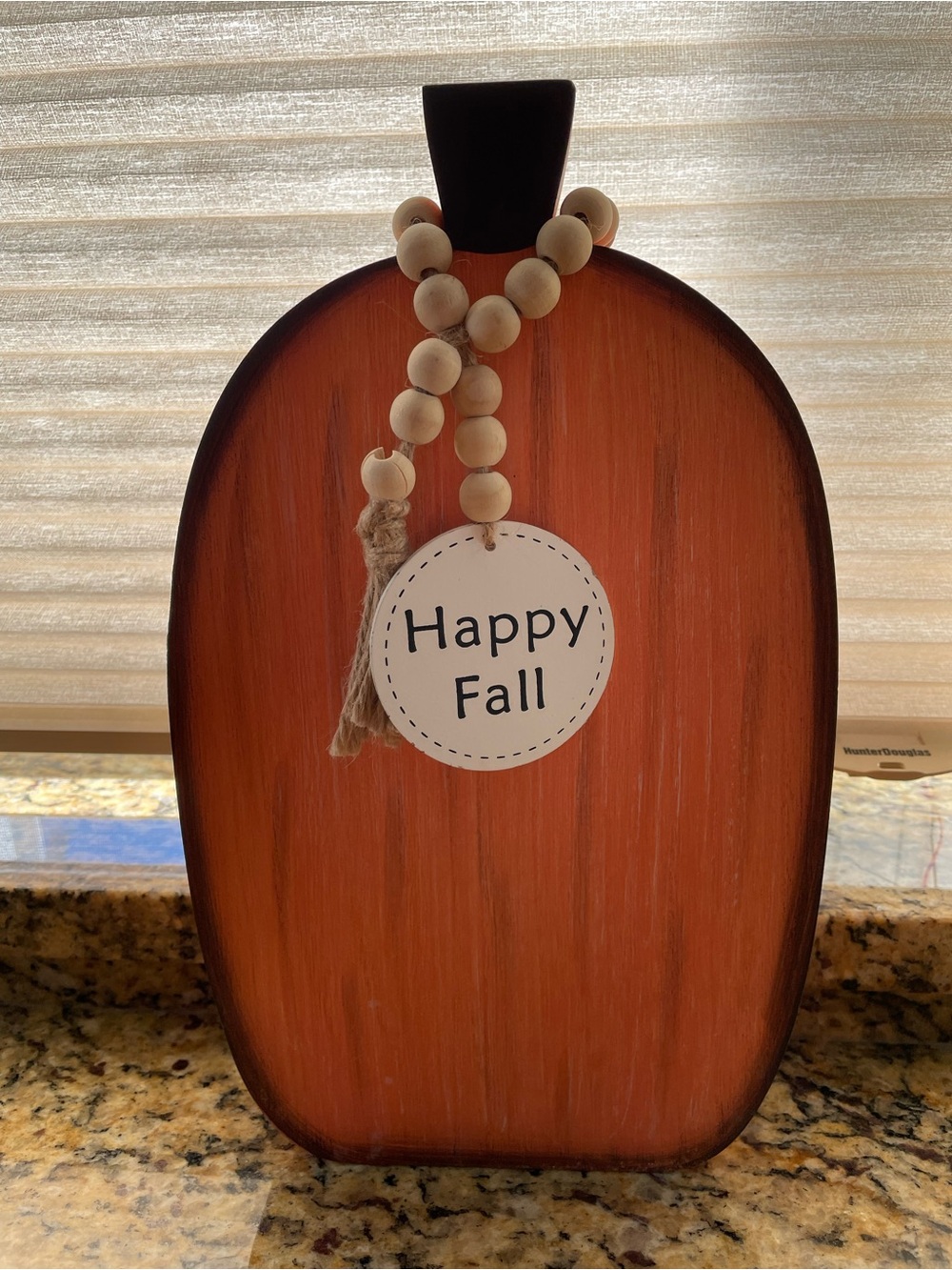 Wooden Fall Pumpkin Décor with Beaded Tag